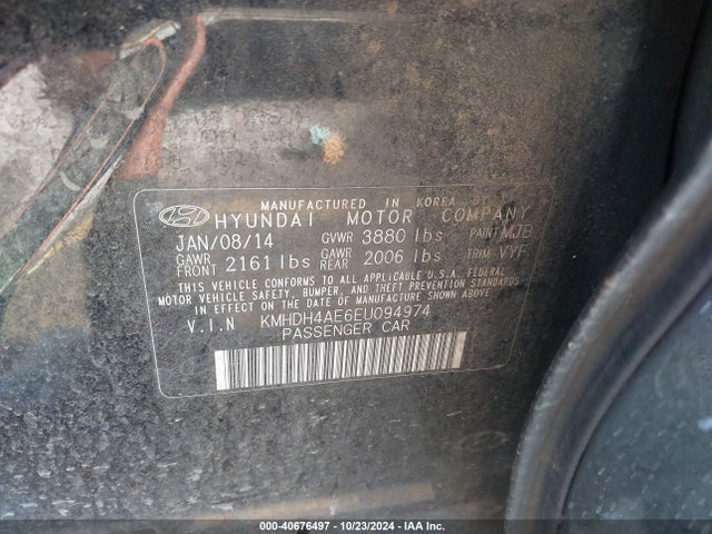 Hyundai ELANTRA SE 2014 KMHDH4AE6EU094974 Image 9