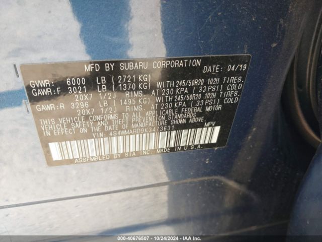 4S4WMARD9K3473631 Subaru Ascent Touring