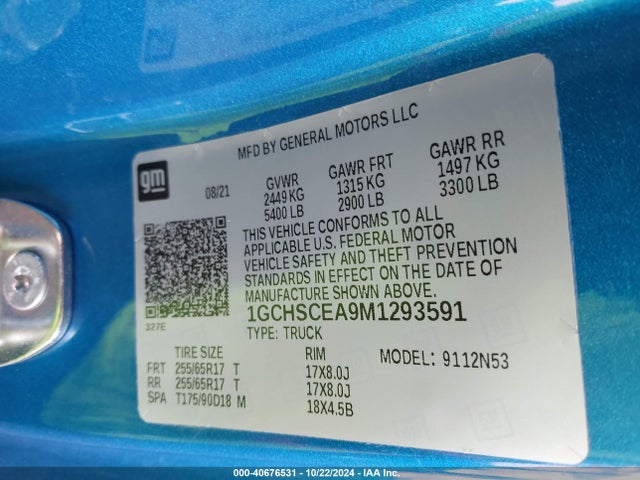 1GCHSCEA9M1293591 Chevrolet Colorado 2wd  Long Box Lt