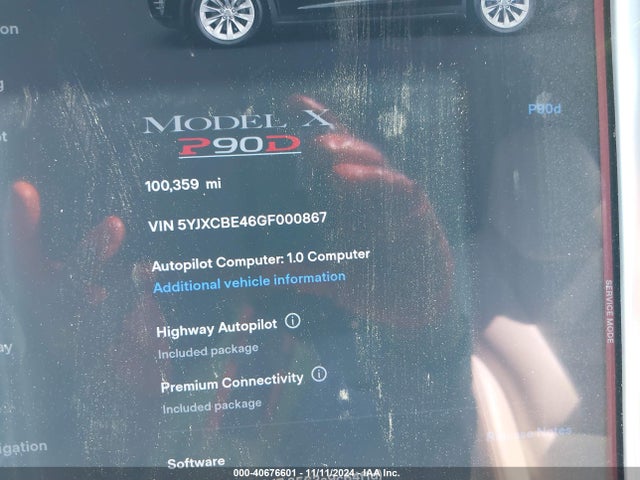Tesla Model X 75d/p100d/p90d 2016 5YJXCBE46GF000867 Image 15