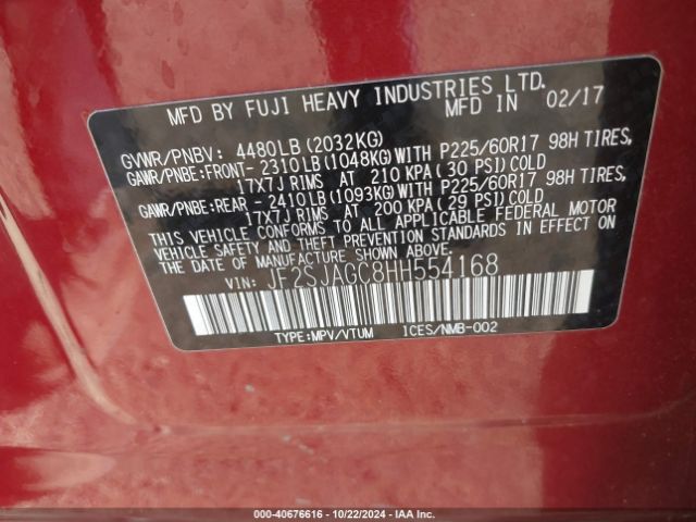 JF2SJAGC8HH554168 Subaru Forester 2.5i Premium