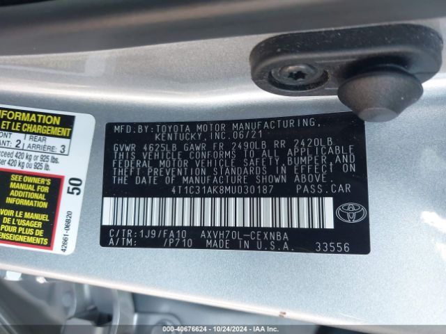 4T1C31AK8MU030187 Toyota Camry Le Hybrid