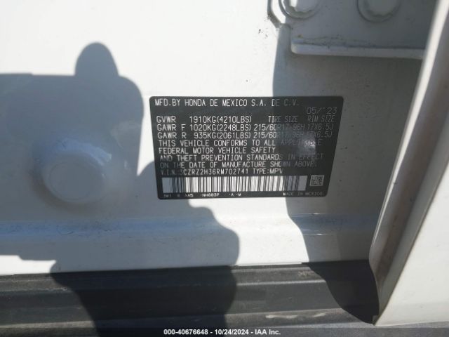 3CZRZ2H36RM702741 Honda Hr-v Awd Lx