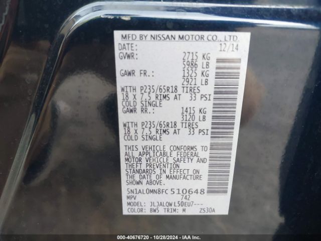 5N1AL0MN8FC510648 Infiniti QX60