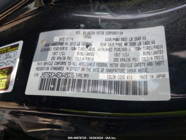 JM3TB2CA4E0446075 Mazda Cx-9 Touring