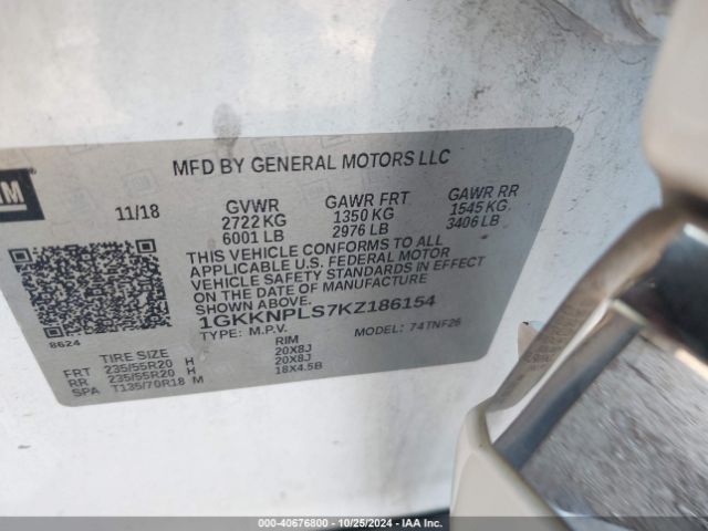 1GKKNPLS7KZ186154 GMC Acadia Denali