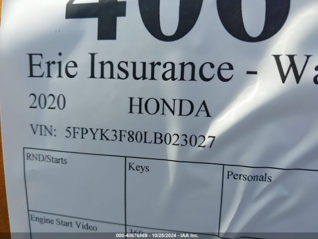 5FPYK3F80LB023027 Honda Ridgeline Black Edition