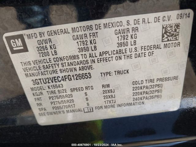 3GTU2VEC4FG126653 GMC Sierra 1500 Slt