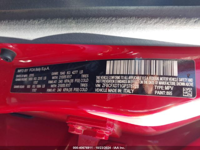 ZFBCFXDT1GP378728 Fiat 500x Lounge
