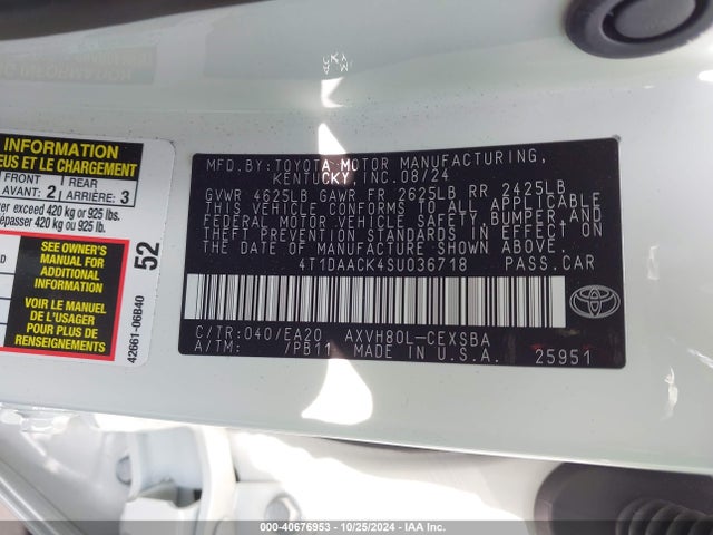 Toyota CAMRY SE 2025 4T1DAACK4SU036718 Image 9