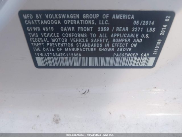 1VWAT7A34EC112686 Volkswagen Passat 1.8t Wolfsburg Edition