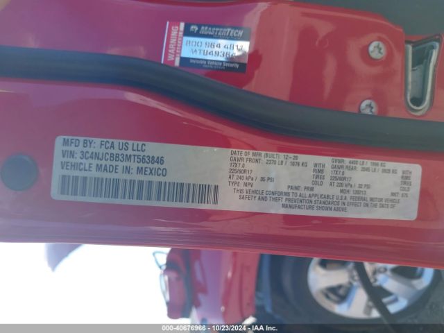 3C4NJCBB3MT563846 Jeep Compass Latitude Fwd