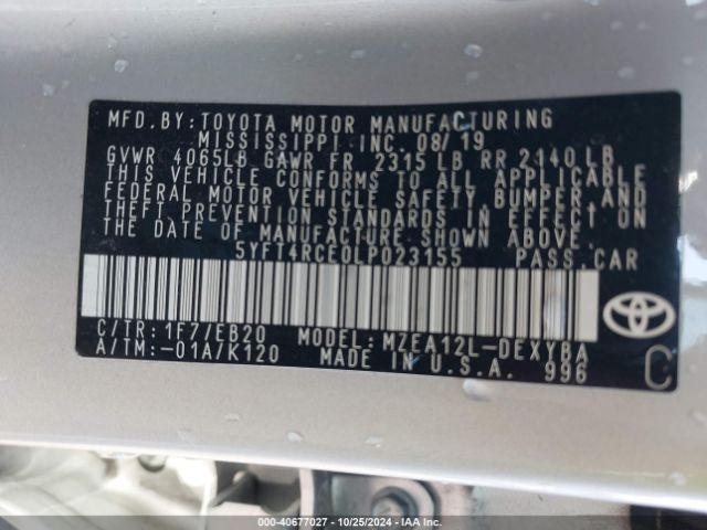 5YFT4RCE0LP023155 Toyota Corolla Xse