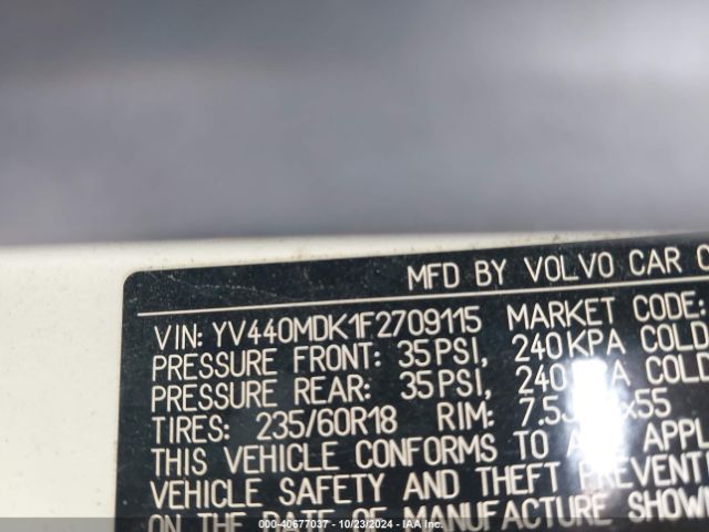 YV440MDK1F2709115 Volvo Xc60 T5 Premier