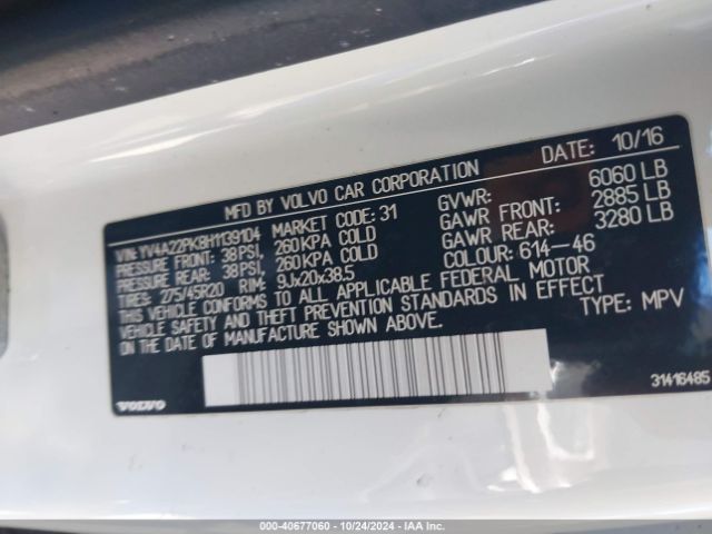 YV4A22PK8H1139104 Volvo Xc90 T6 Momentum