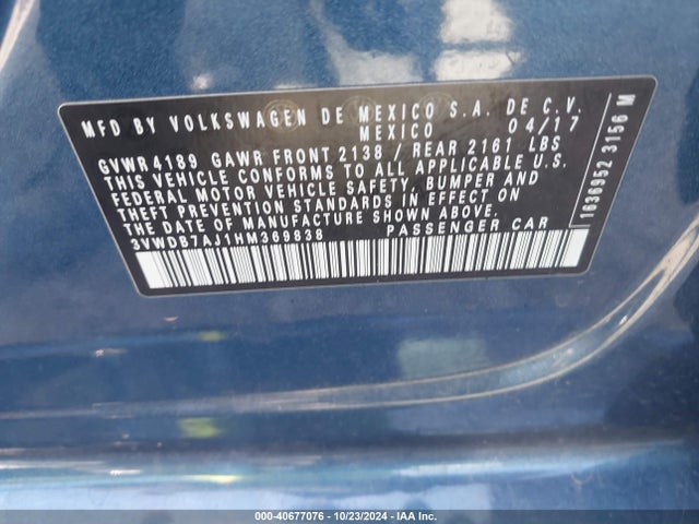 Volkswagen Jetta 1.4t Se 2017 3VWDB7AJ1HM369838 Image 9