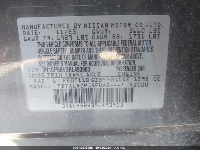 Nissan Kicks S Xtronic Cvt 2024 3N1CP5BV3RL493903 Image 9