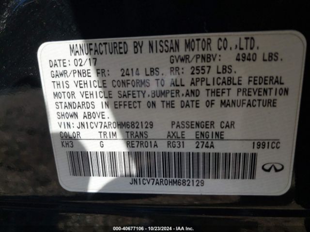 JN1CV7AR0HM682129 Infiniti Q50 2.0t Base