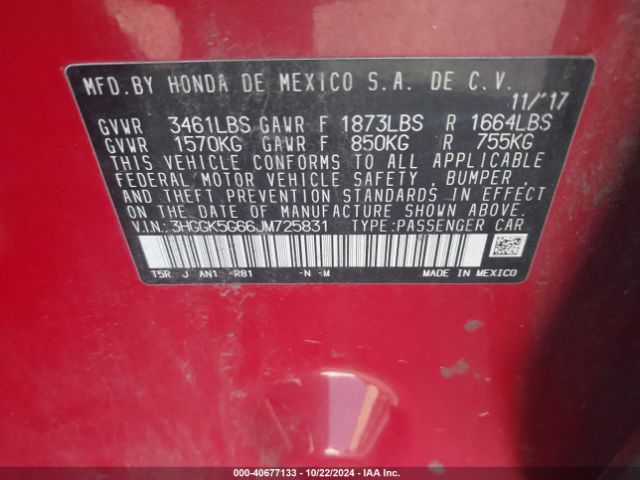 3HGGK5G66JM725831 Honda Fit Sport