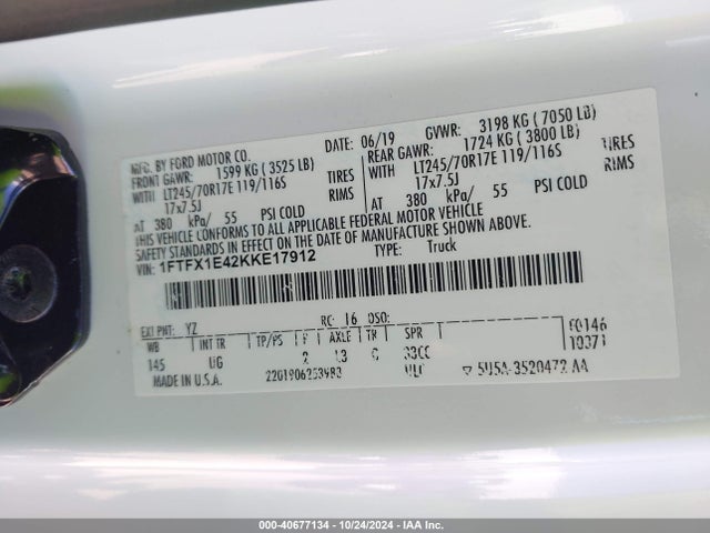 Ford F-150 Xlt 2019 1FTFX1E42KKE17912 Image 9