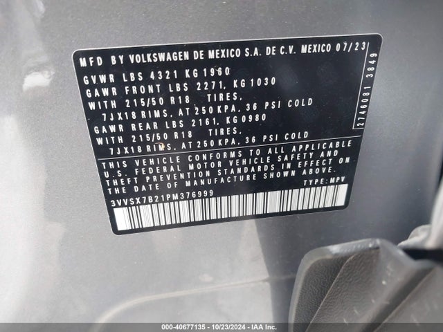 3VVSX7B21PM376999 Volkswagen Taos 1.5t Se