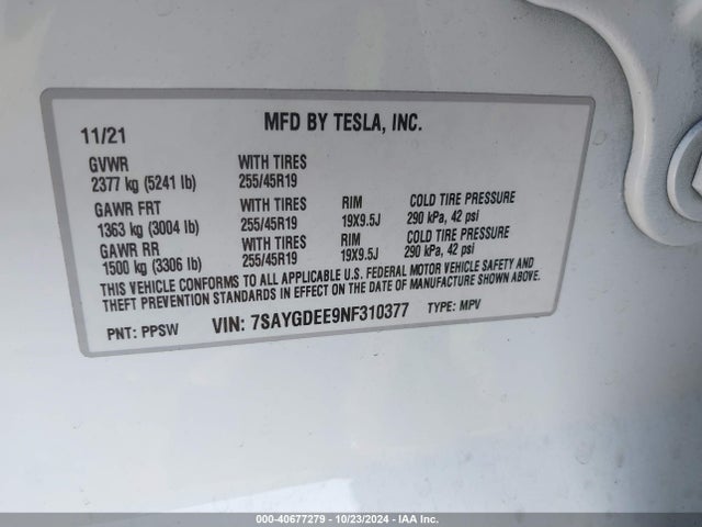 2022 TESLA MODEL Y 7SAYGDEE9NF310377 Photo 8
