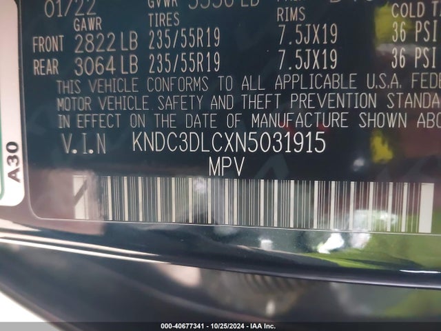 KIA Ev6 Wind 2022 KNDC3DLCXN5031915 Image 9
