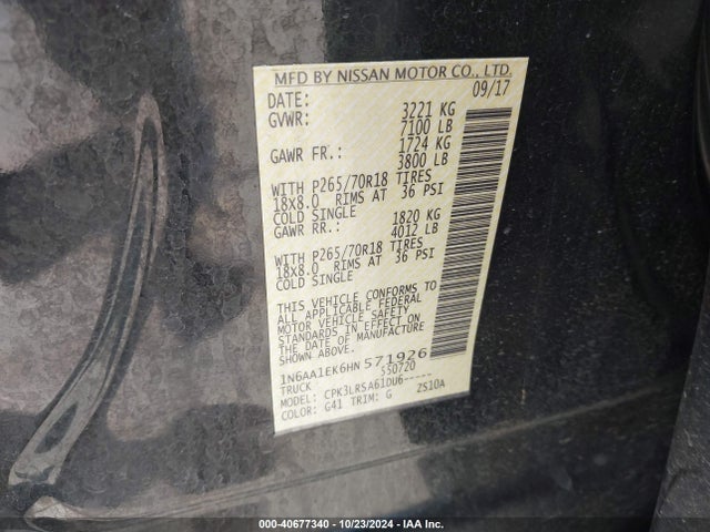 Nissan TITAN S 2017 1N6AA1EK6HN571926 Image 9