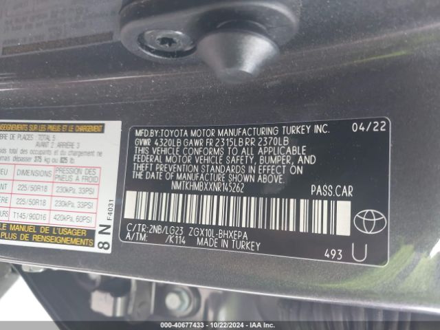 NMTKHMBXXNR145262 Toyota C-hr Limited