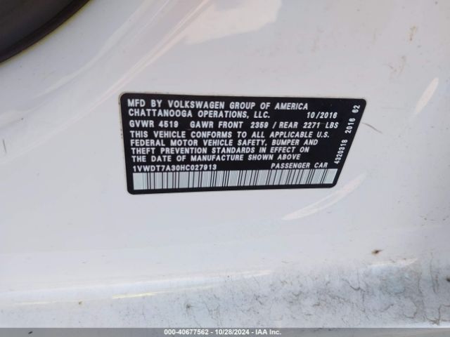 1VWDT7A30HC027913 Volkswagen Passat 1.8t R-line