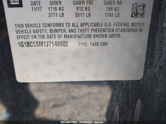 Chevrolet Cruze Ls Auto 2018 1G1BC5SM1J7148902 Image 9