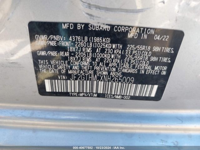 JF2GTHMCXNH265009 Subaru Crosstrek Limited