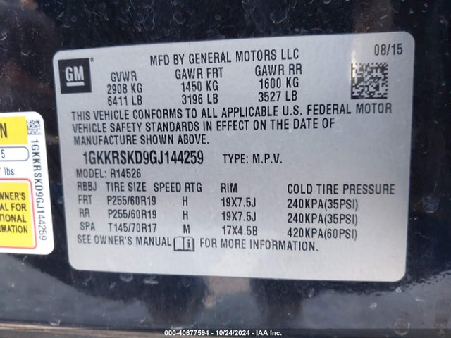 GMC Acadia Slt-2 2016 1GKKRSKD9GJ144259 Image 9