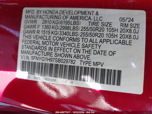 Honda Pilot Black Edition 2025 5FNYG1H97SB029782 Image 9