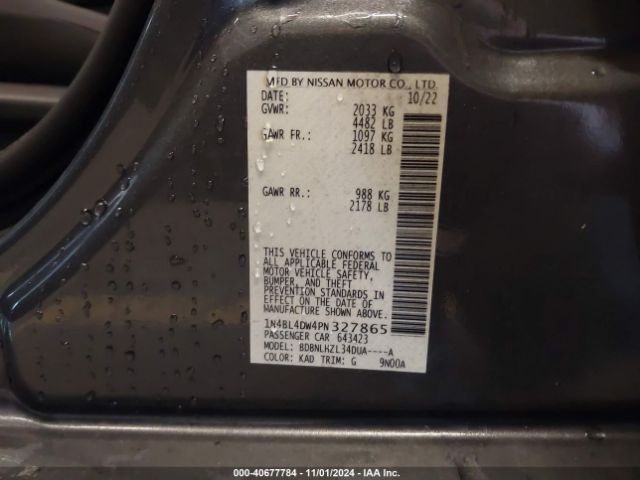 1N4BL4DW4PN327865 Nissan Altima Sv Intelligent Awd