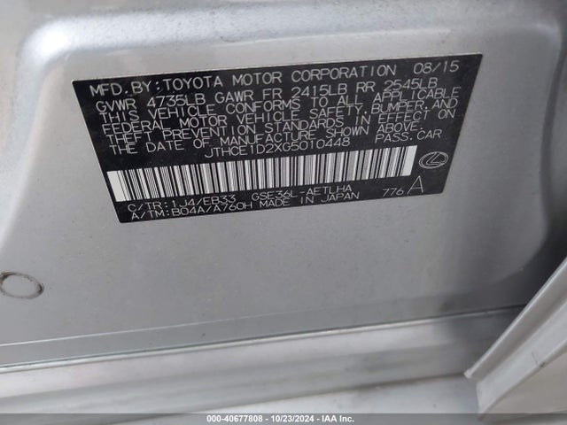 Lexus IS 350 2016 JTHCE1D2XG5010448 Image 9