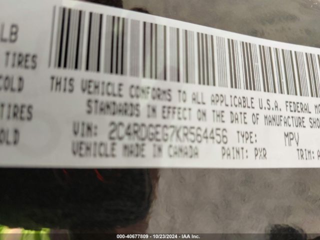 2C4RDGEG7KR564456 Dodge Grand Caravan Gt