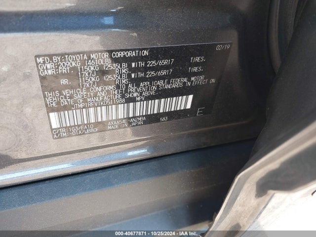 Toyota Rav4 Xle 2019 JTMP1RFV1KD511988 Image 9