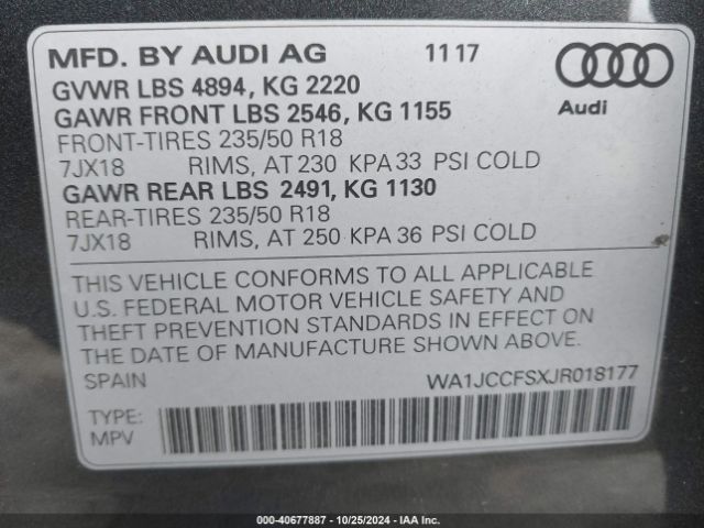 WA1JCCFSXJR018177 Audi Q3