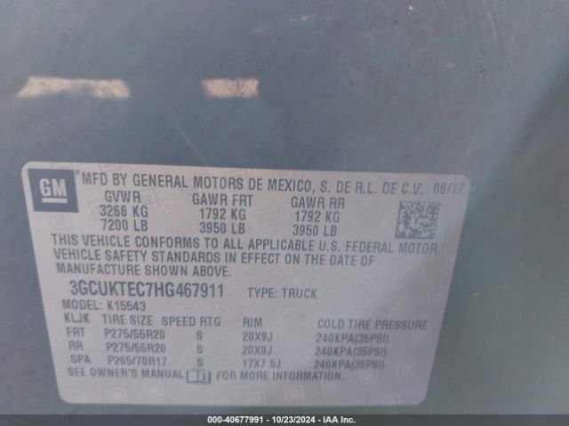 3GCUKTEC7HG467911 Chevrolet Silverado 1500 High Country