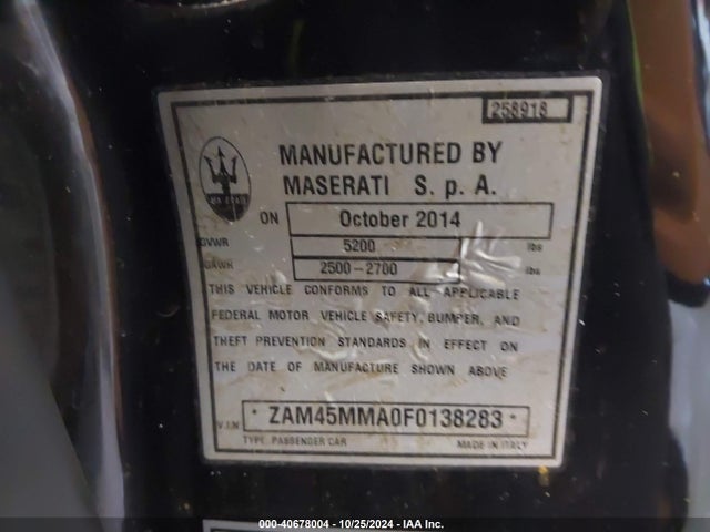 ZAM45MMA0F0138283 Maserati Granturismo