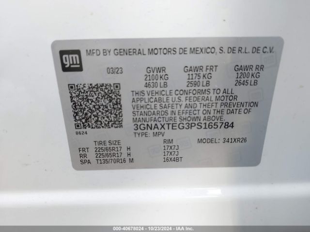 3GNAXTEG3PS165784 Chevrolet Equinox Awd 2fl