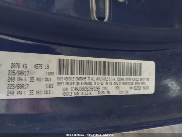 Jeep Compass Sport 2014 1C4NJDBB3ED591286 Image 9