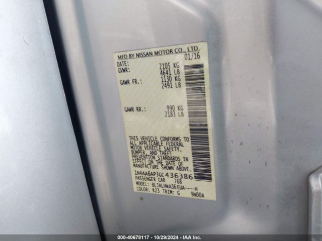 1N4AA6AP3GC436386 Nissan Maxima 3.5 Platinum