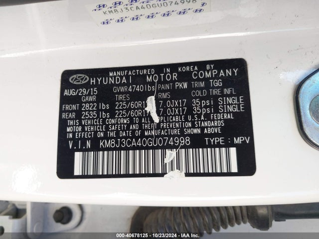 Hyundai TUCSON SE 2016 KM8J3CA40GU074998 Image 9