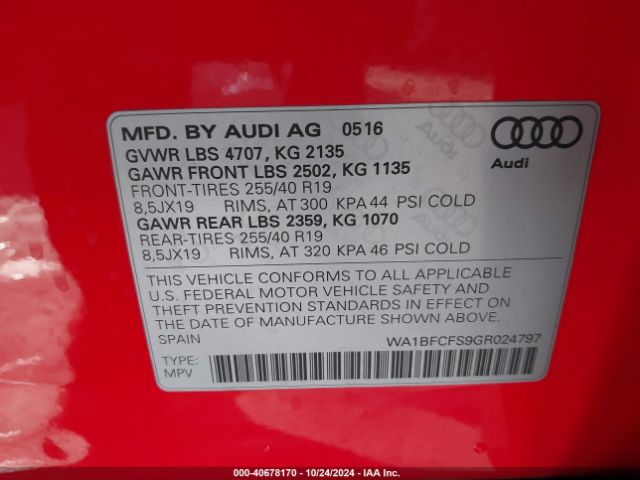 WA1BFCFS9GR024797 Audi Q3 2.0t Premium Plus