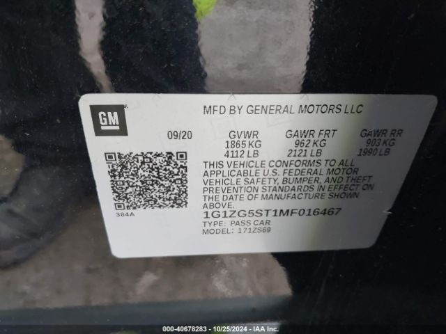 1G1ZG5ST1MF016467 Chevrolet Malibu Fwd Rs