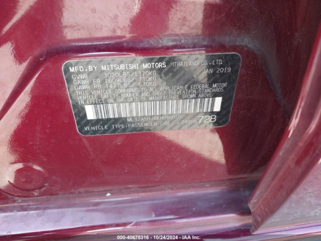 ML32A5HJ8KH009701 Mitsubishi MIRAGE LE