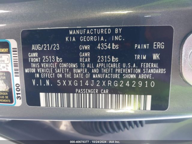 5XXG14J2XRG242910 KIA K5 LXS
