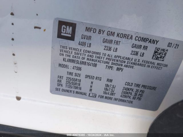KL4MMESL6MB164108 Buick Encore Gx Awd Select